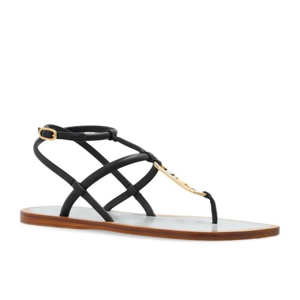 Fendi Black Leather Flat Women's Sandals - Picture 2 of 4